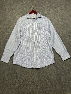 Brooks Brothers Shirt Mens 16 Regent Non Iron Blue Cotton Button Up Long Sleeve